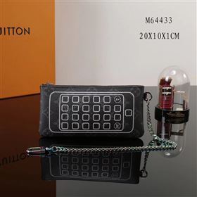 Men LV Louis Vuitton Iphone Case Pouch Clutch Bag M64433 Monogram Handbag Gray
