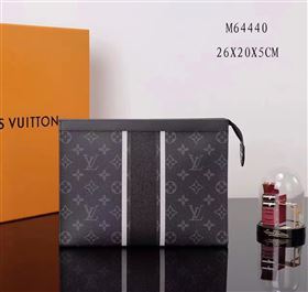 Men LV Louis Vuitton M64440 Pochette Voyage Clutch Bag Monogram Handbag Black