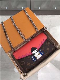 replica Louis Vuitton LV Pallas Chain Wallet Clutch Monogram Leather Purse Bag Red M61488