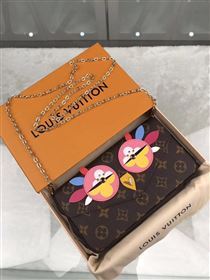 replica Louis Vuitton LV Pochette Felicie Wallet Bag Monogram Love Birds Chain Purse Rose M62416