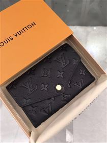 replica Louis Vuitton LV Monogram Real Leather Short Snap Wallet Purse Bag M60568 Black