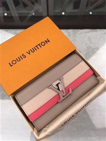 replica Louis Vuitton LV Capucines Wallet Real Leather Purse Bag Apricot&Red M62132
