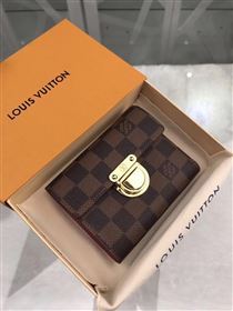 replica Louis Vuitton LV Joey Short Wallet Damier Canvas Purse Bag Coffee N60005