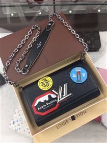 replica M62007 Louis Vuitton LV Twist Chain Wallet League Epi Leather Purse Bag Black