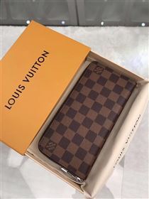 replica N61207 Louis Vuitton LV Zippy Wallet Vertical Damier Canvas Purse Bag Coffee