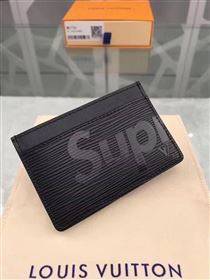 replica Louis Vuitton LV Supreme Card Holder Epi Leather Purse Bag Black M61733