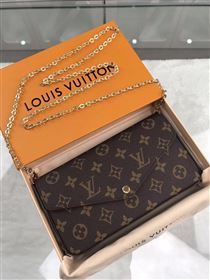 replica M61276 Louis Vuitton LV Pochette Felicie Wallet Clutch Monogram Canvas Purse Bag Brown