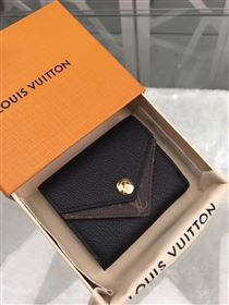 replica M64420 Louis Vuitton LV Double V Compact Wallet Calf Leather Purse Bag Black