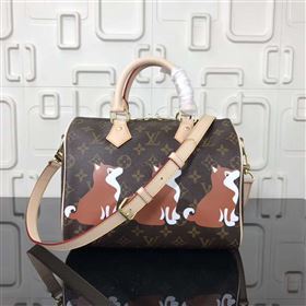 replica LV Louis Vuitton Speedy 25 Handbag Monogram Dog Limited Bag M41113 Brown