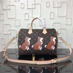 replica LV Louis Vuitton Speedy 30 Handbag Monogram Dog Limited Bag M41112 Brown