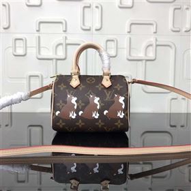 replica LV Louis Vuitton Nano Speedy Handbag Monogram Dog Shoulder Bag M61252 Brown