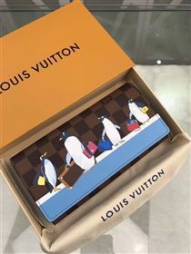 replica N64426 Louis Vuitton LV Sarah Penguins Wallet Damier Canvas Purse Bag Coffee