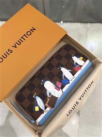 replica N64425 Louis Vuitton LV Clemence Penguins Wallet Damier Canvas Purse Bag Coffee