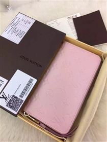 replica M60546 Louis Vuitton LV Zippy Wallet Monogram Leather Purse Bag Pink