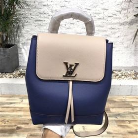 replica Louis Vuitton LV Lockme Backpack Handbag Real Leather Bag M41815 Navy