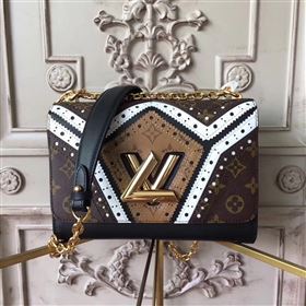 replica Louis Vuitton LV Twist MM Handbag Monogram Chain Shoulder Bag M44214 Brown