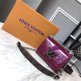 replica Louis Vuitton LV Twist PM Handbag Real Leather Chain Shoulder Bag M54730 Maroon
