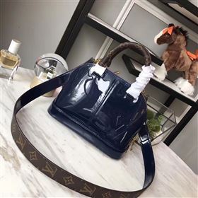 replica Louis Vuitton LV Alma BB Handbag Monogram Real Leather Shoulder Bag M54705 Navy