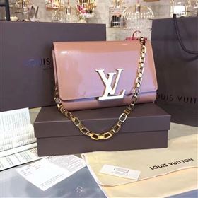 replica Louis Vuitton LV Louise PM Handbag Real Leather Chain Shoulder Bag M51601 Nude