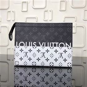 replica Louis Vuitton LV Pochette Voyage MM Clutch Handbag Monogram Bag M63039 Black&White