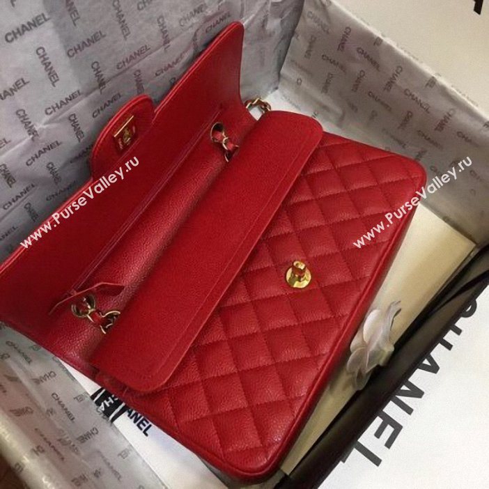 Chanel original quality Classic Flap Medium Bag 1112 red in caviar Leather with gold Hardware (smjd-69)