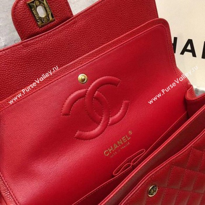 Chanel original quality Classic Flap Medium Bag 1112 red in caviar Leather with gold Hardware (smjd-69)