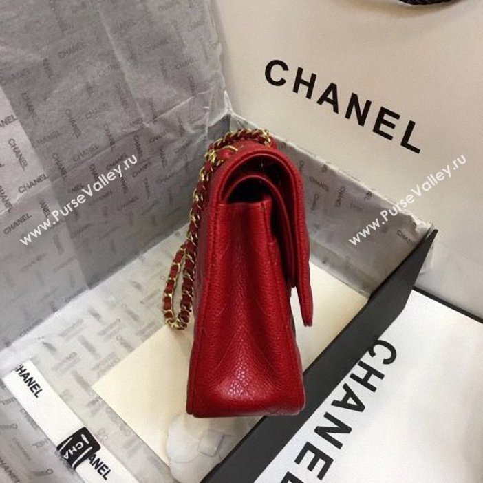 Chanel original quality Classic Flap Medium Bag 1112 red in caviar Leather with gold Hardware (smjd-69)