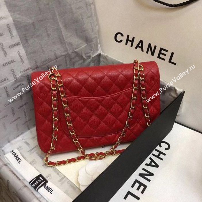 Chanel original quality Classic Flap Medium Bag 1112 red in caviar Leather with gold Hardware (smjd-69)