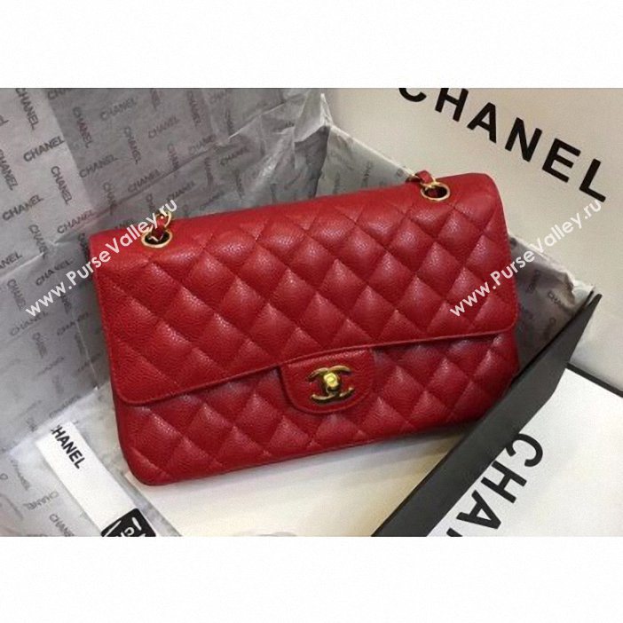 Chanel original quality Classic Flap Medium Bag 1112 red in caviar Leather with gold Hardware (smjd-69)