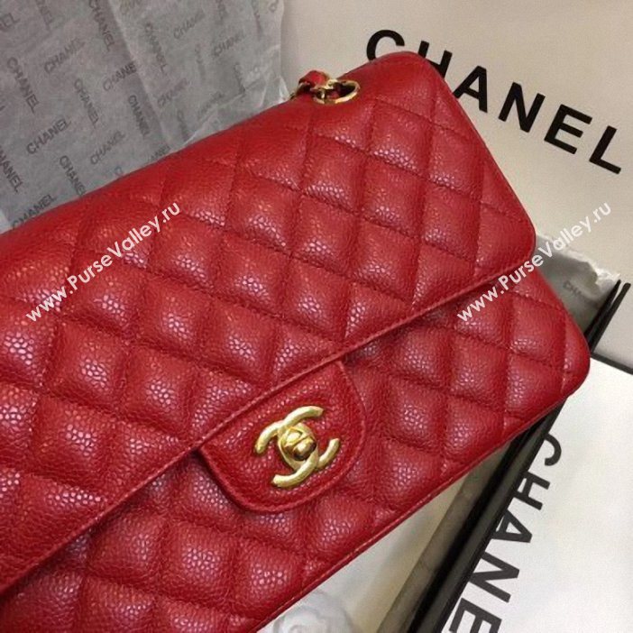 Chanel original quality Classic Flap Medium Bag 1112 red in caviar Leather with gold Hardware (smjd-69)