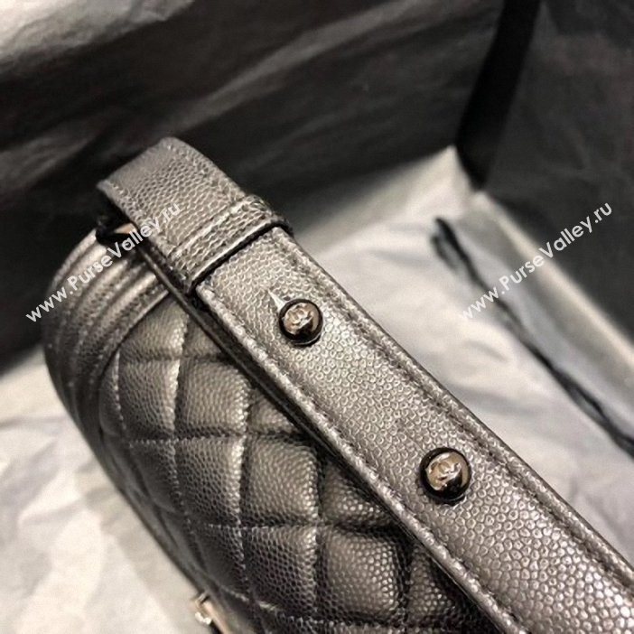 Chanel Original Quality so black small Boy Bag in caviar leather (shyang-93)