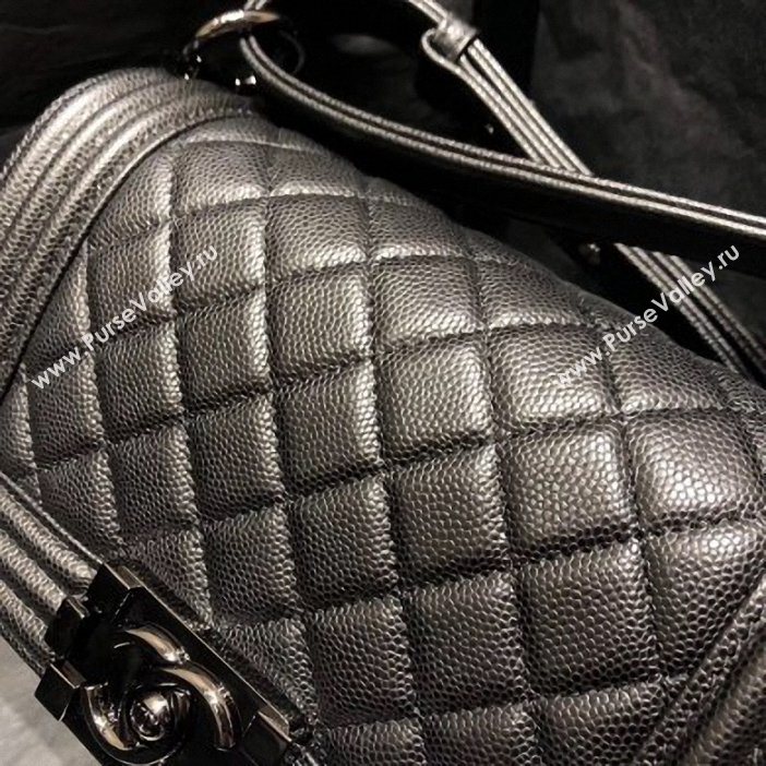 Chanel Original Quality so black small Boy Bag in caviar leather (shyang-93)