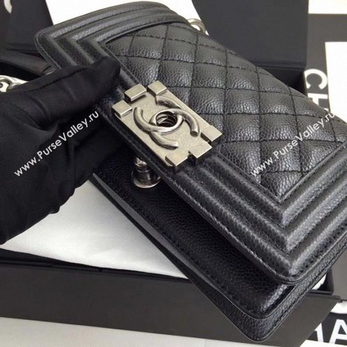 Chanel Original Quality caviar small Boy Bag black With silver Hardware (shyang-95)