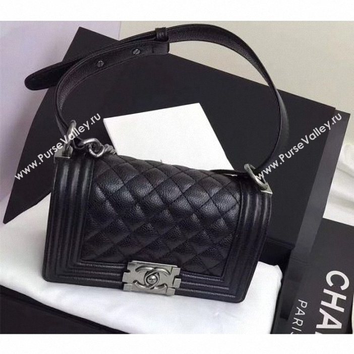 Chanel Original Quality caviar small Boy Bag black With silver Hardware (shyang-95)