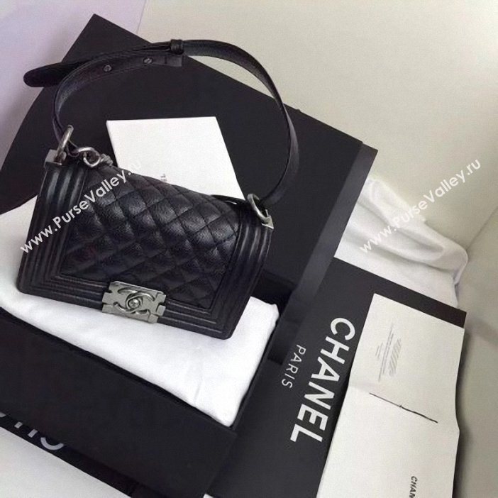 Chanel Original Quality caviar small Boy Bag black With silver Hardware (shyang-95)