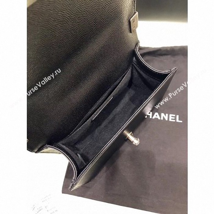 Chanel Original Quality small caviar chevron Boy Bag black With silver Hardware (shyang-92)