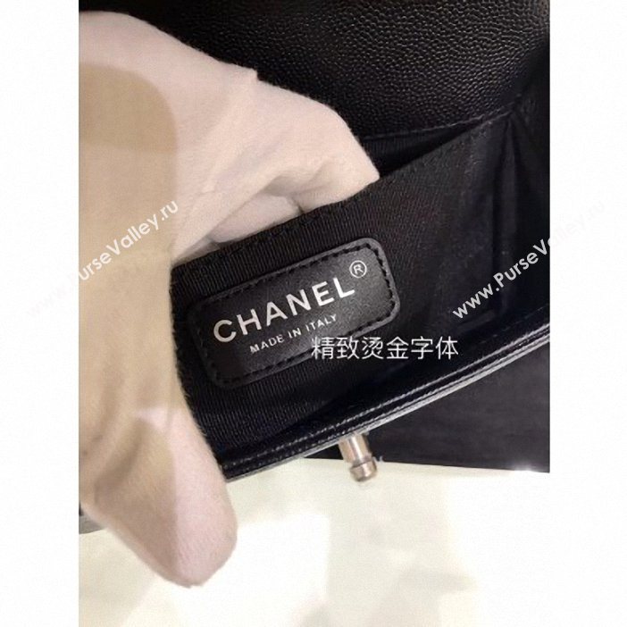Chanel Original Quality small caviar chevron Boy Bag black With silver Hardware (shyang-92)