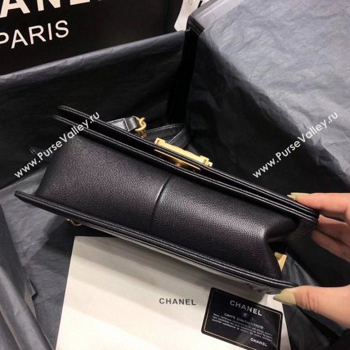 Chanel Original Quality caviar chevron medium Boy Bag black With Gold Hardware (shyang-90)