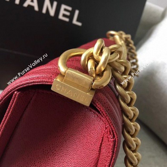 Chanel Original Quality caviar medium Boy Bag burgundy with gold hardware (shyang-99)