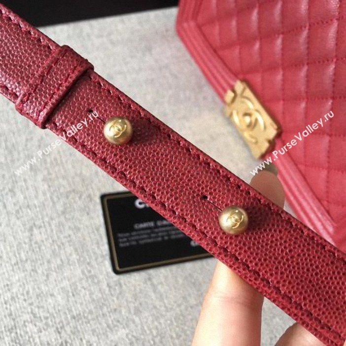 Chanel Original Quality caviar medium Boy Bag burgundy with gold hardware (shyang-99)