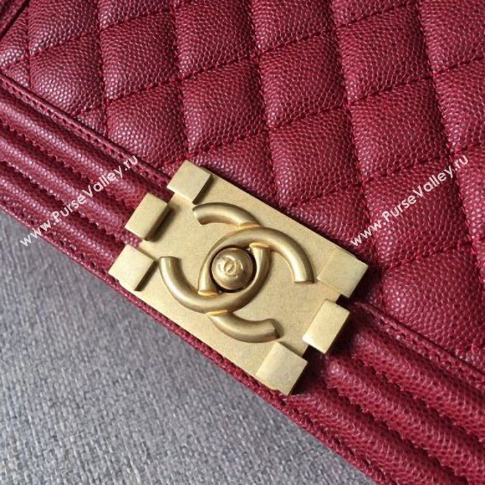 Chanel Original Quality caviar medium Boy Bag burgundy with gold hardware (shyang-99)