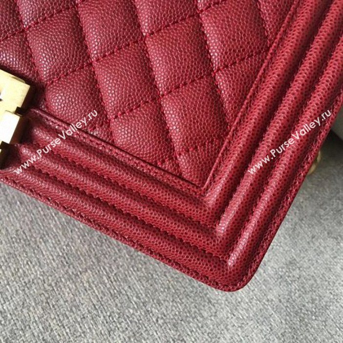 Chanel Original Quality caviar medium Boy Bag burgundy with gold hardware (shyang-99)