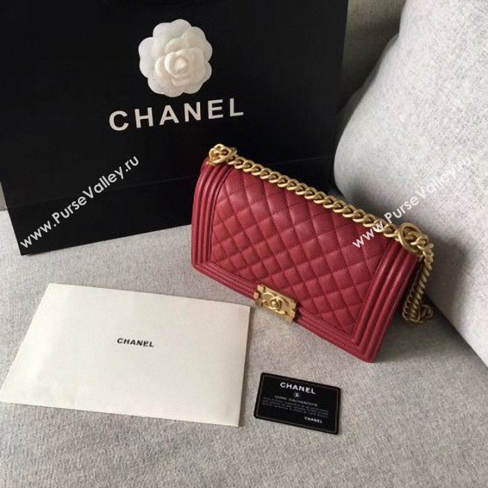 Chanel Original Quality caviar medium Boy Bag burgundy with gold hardware (shyang-99)