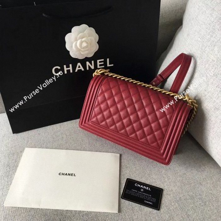 Chanel Original Quality caviar medium Boy Bag burgundy with gold hardware (shyang-99)