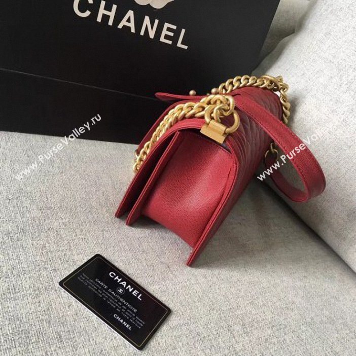 Chanel Original Quality caviar medium Boy Bag burgundy with gold hardware (shyang-99)