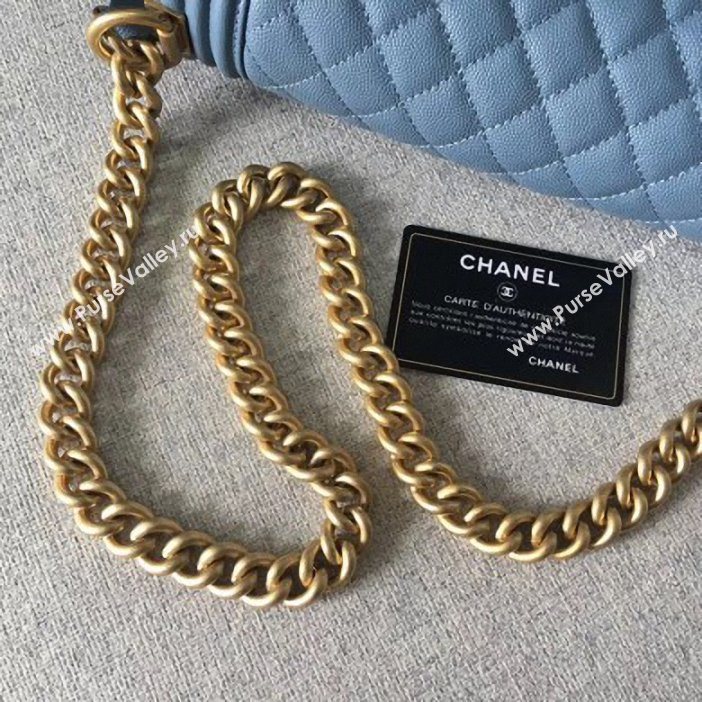 Chanel Original Quality caviar medium Boy Bag gray blue with gold hardware (shyang-88)