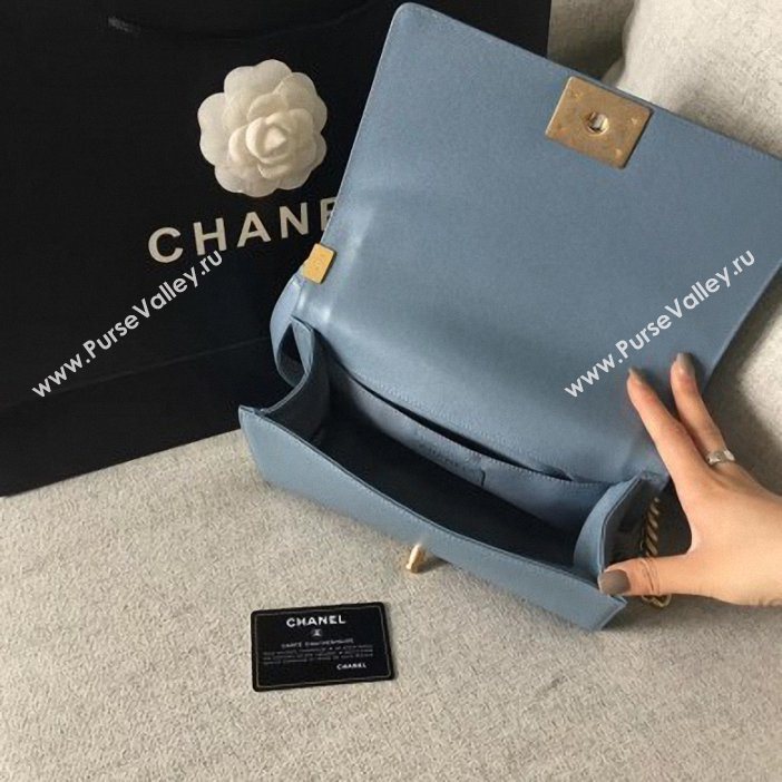 Chanel Original Quality caviar medium Boy Bag gray blue with gold hardware (shyang-88)