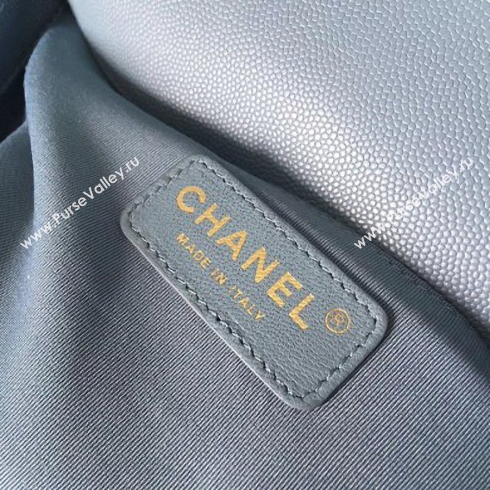 Chanel Original Quality caviar medium Boy Bag gray blue with gold hardware (shyang-88)