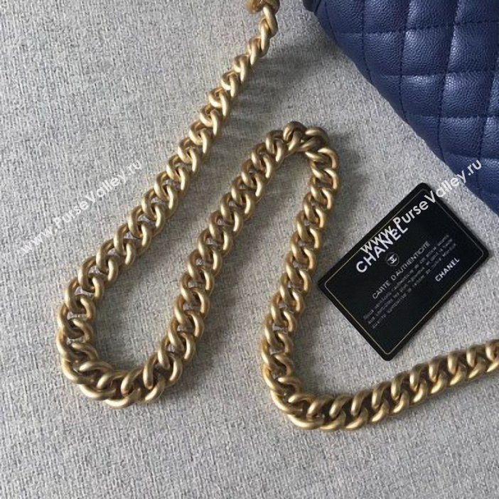 Chanel Original Quality caviar medium Boy Bag navy blue with gold hardware (shyang-97)