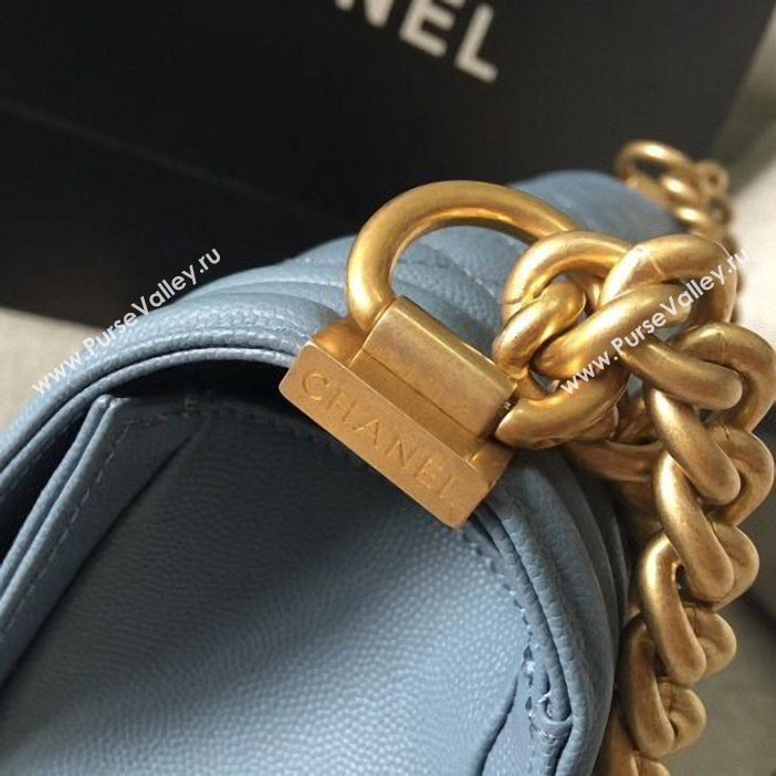 Chanel Original Quality caviar medium Boy Bag gray blue with gold hardware (shyang-88)